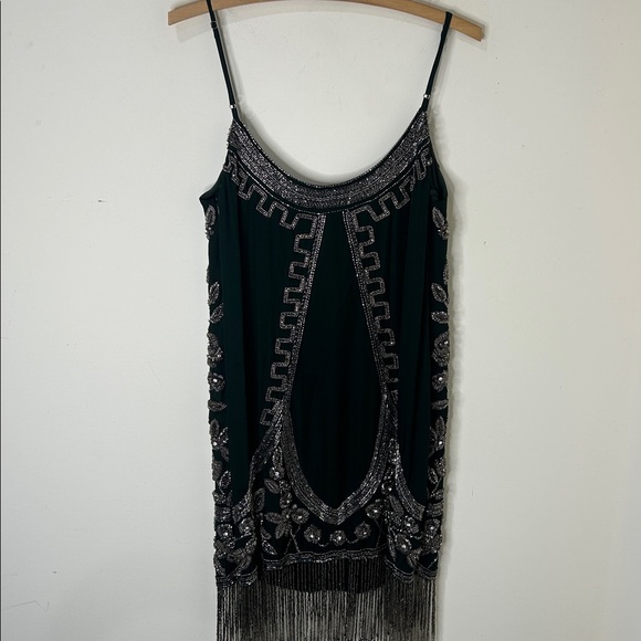 NWT HAUTE HIPPIE Green Fully Embellished Slip Dress Holiday Party Size 6 - Picture 4 of 16